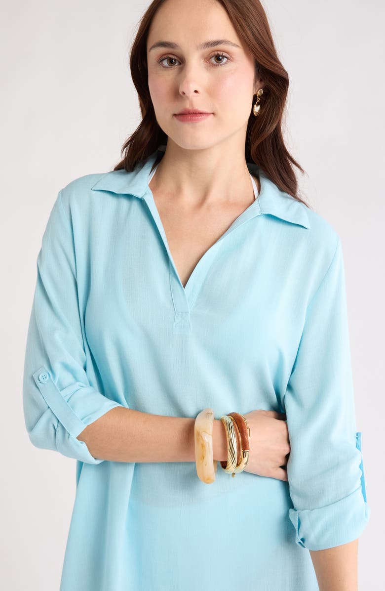 NORDSTROM RACK Everyday Flowy Cover-Up Tunic, Alternate, color, Blue Aqua