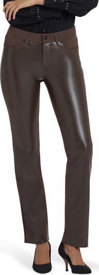 Marilyn Straight Leg Mixed Media Faux Leather Pants