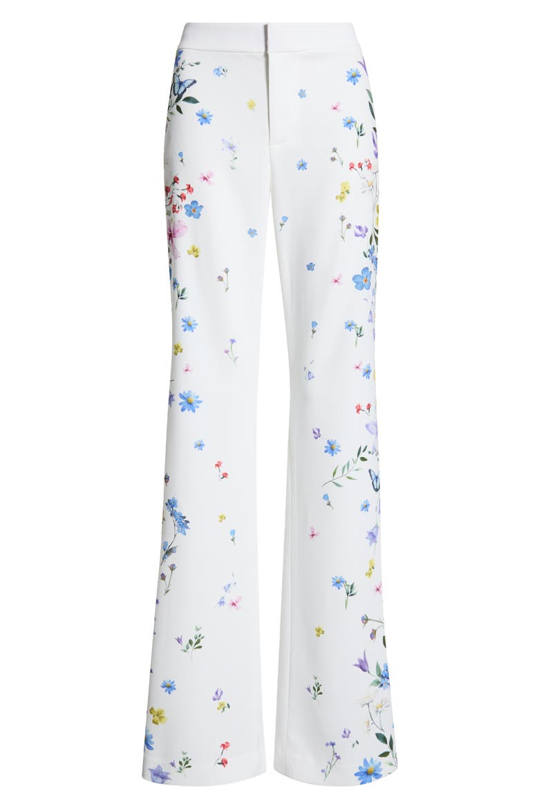 Andrew Placed Floral Slim Bootcut Pants, Alternate, color, TWISTING VINES OFF WHITE