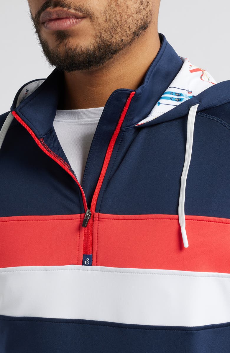 Swannies Ski Print Colorblock Half Zip Hoodie, Alternate, color, Navy