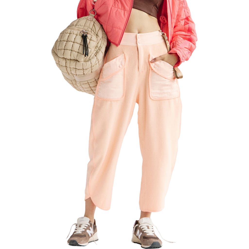 Shop Free People Fp Movement Timko Cotton Blend Crop Pants In Pastel Peach