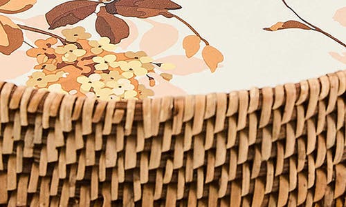 Mackenzie-childs Mackenzie Childs Wild Rose Enameled Steel & Rattan Tray In Brown