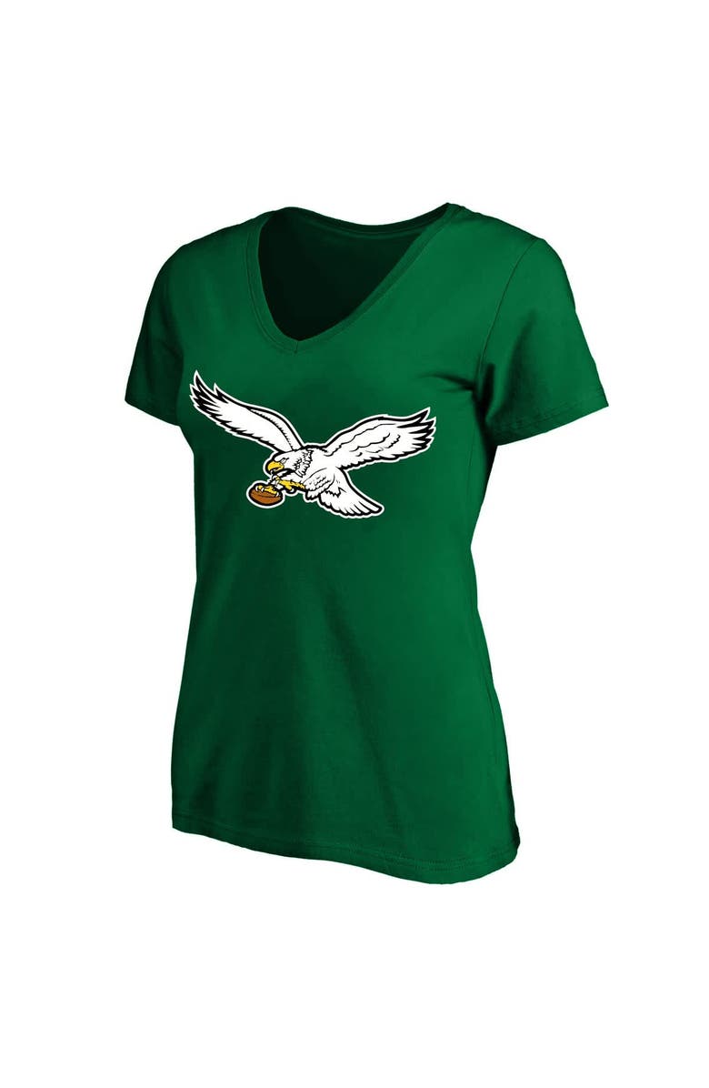 FANATICS Women's Fanatics Kelly Green Philadelphia Eagles Plus Size Vintage Logo V-Neck T-Shirt, Alternate, color, Kelly Green