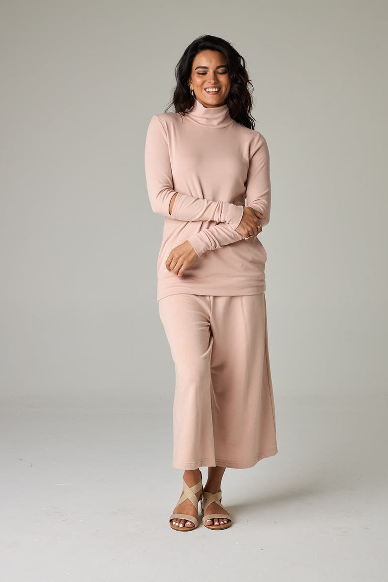 Acadia Eco-Luxe Rib Split-Sleeve Long Sleeve Top - Ultra-Luxe Flow, Alternate, color, Rose Quartz