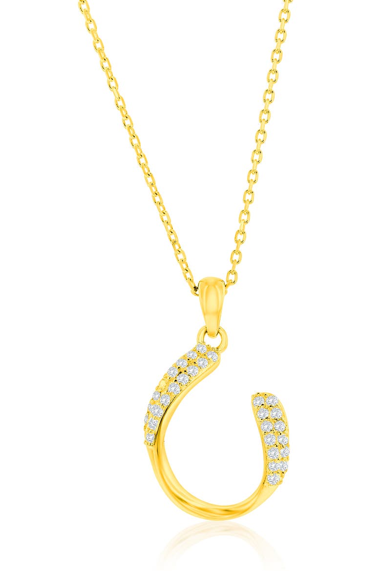 Pavé Cubic Zirconia Hook Stud Earrings & Pendant Necklace Set, Alternate, color, GOLD