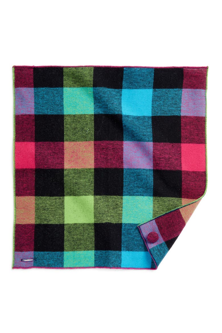 Buffalo Check Cotton Flannel Pocket Square, Alternate, color, FUCHSIA