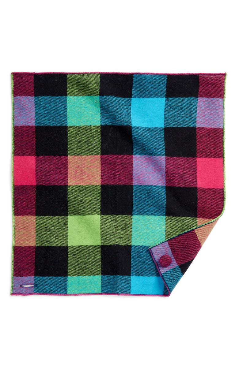 CLIFTON WILSON Buffalo Check Cotton Flannel Pocket Square, Alternate, color, Fuchsia