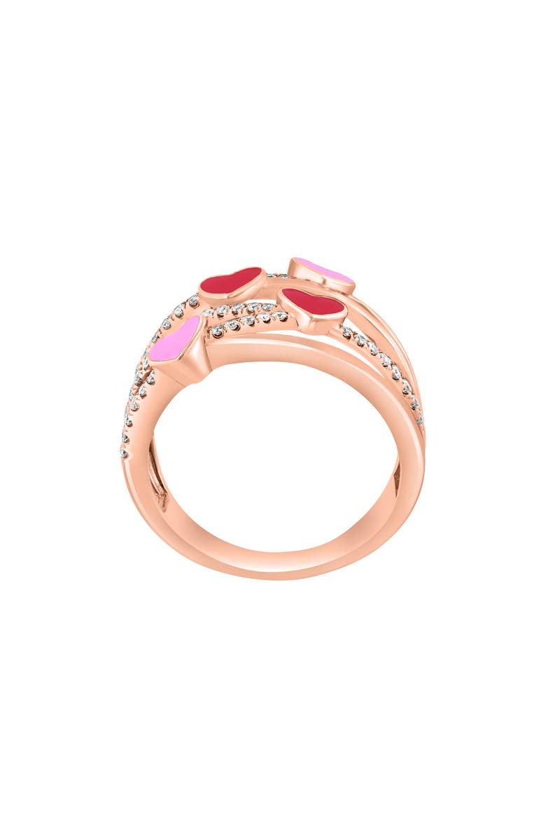 EFFY 14K Rose Gold Enamel Heart & Diamond Ring - 0.29ct., Alternate, color,