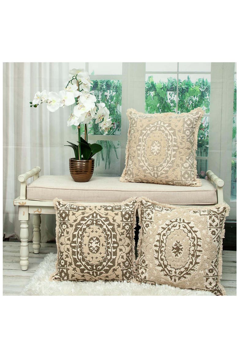 Abu Cotton Throw Pillow, Alternate, color, BEIGE