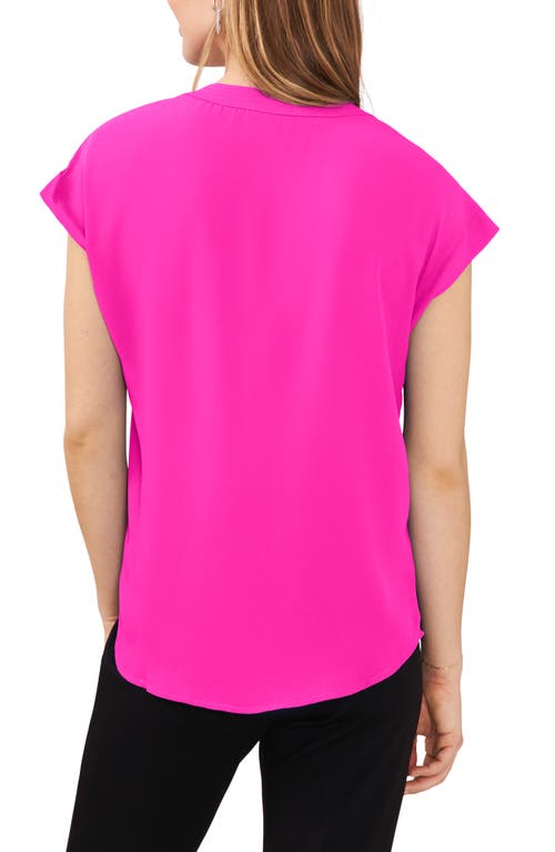 Chaus Split Neck Georgette Blouse In Pink