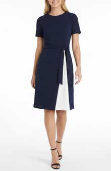 Colorblock Short Sleeve A-Line Dress