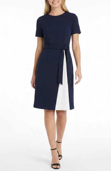 Colorblock Short Sleeve A-Line Dress