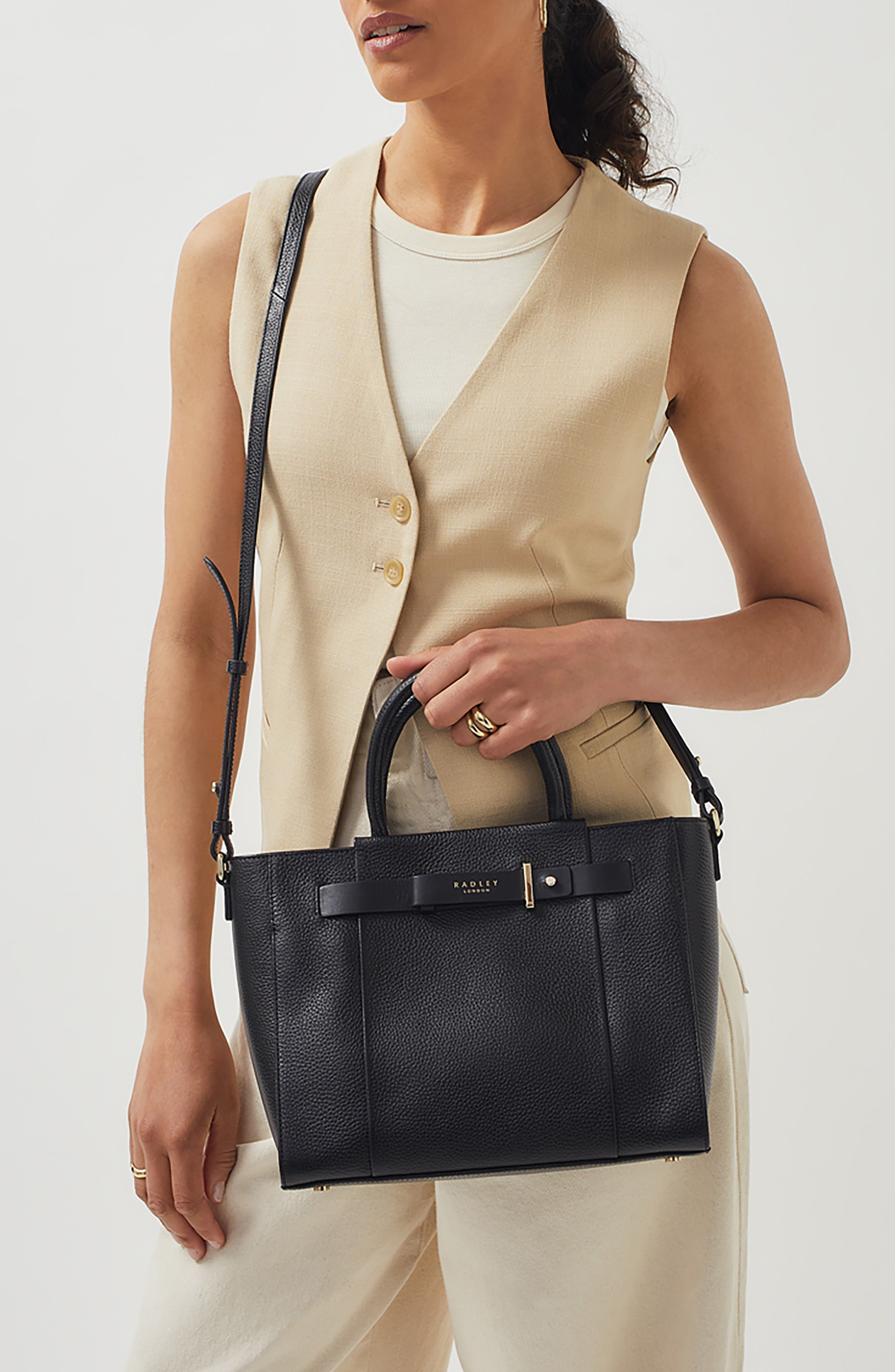 Radley Islington Way Medium Leather Tote Bag, Alternate, color, Black