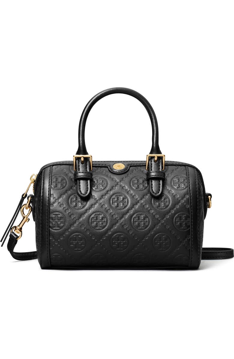 Tory Burch Petite T Monogram Leather Barrel Bag, Main, color,