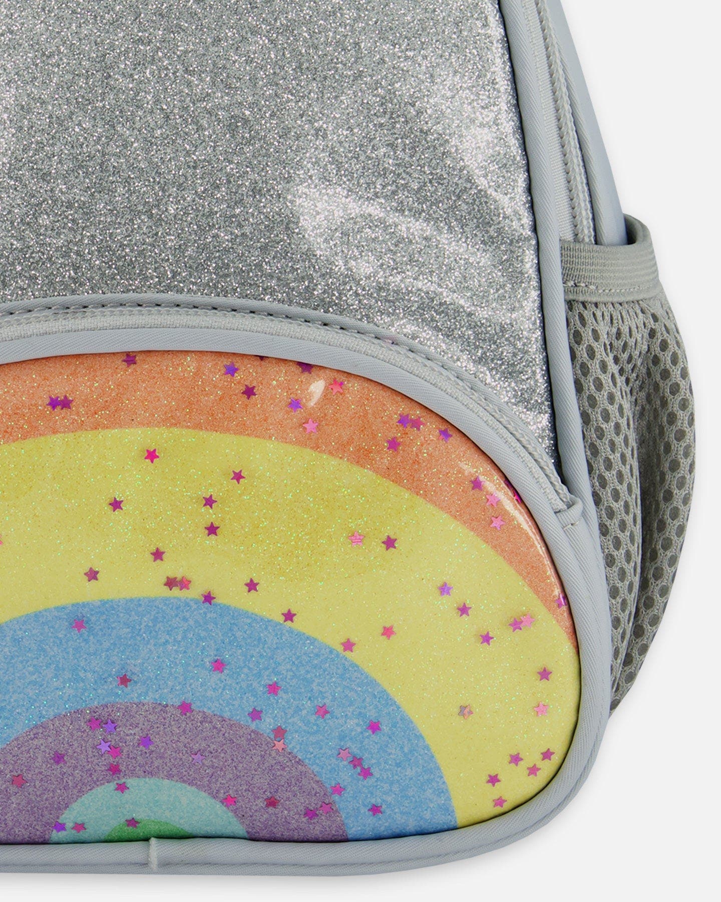 Deux par Deux Girl's Back Pack With Rainbow Pocket Silver, Alternate, color, 