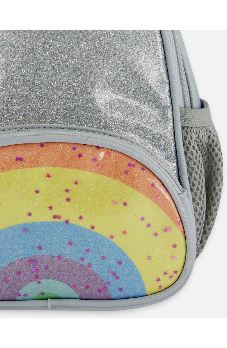 Deux par Deux Girl's Back Pack With Rainbow Pocket Silver, Alternate, color,
