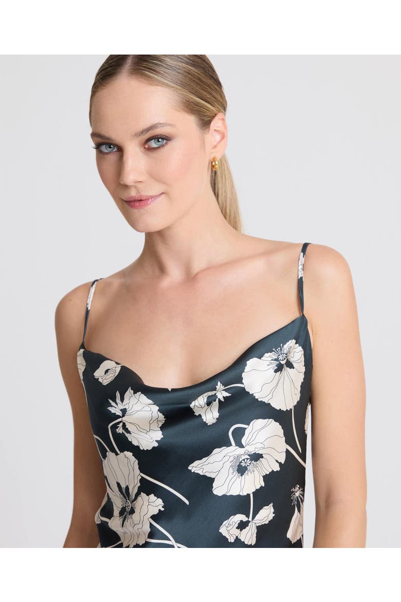 Print Silk Satin Bias Cut Slip Dress, Alternate, color, Forest Green/Cream