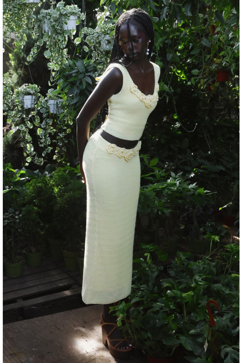 Knit Midi Skirt, Alternate, color, BUTTER
