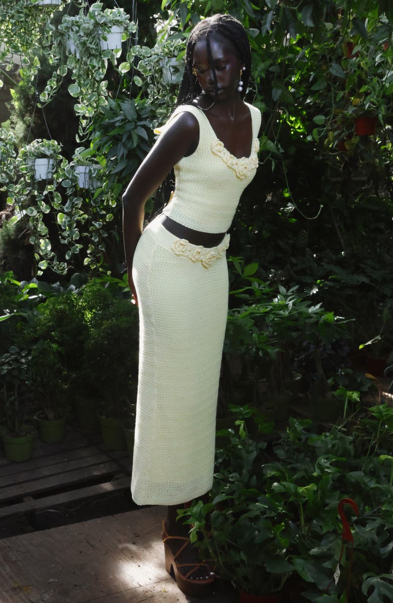 Avec Les Filles Knit Midi Skirt, Alternate, color, Butter