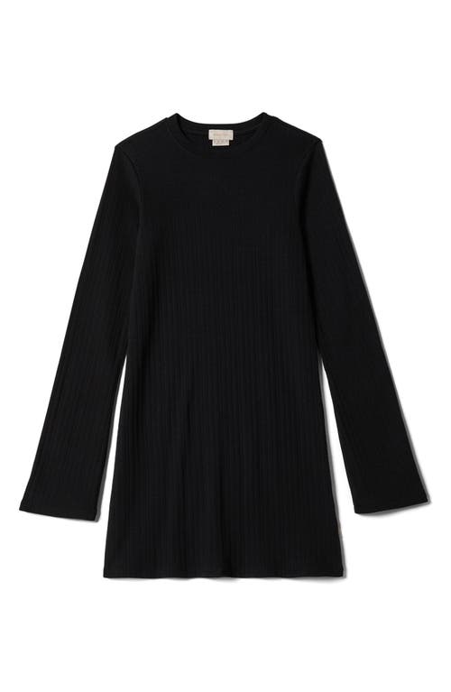 Brixton Dolly Long Sleeve Cotton Knit Dress In Black