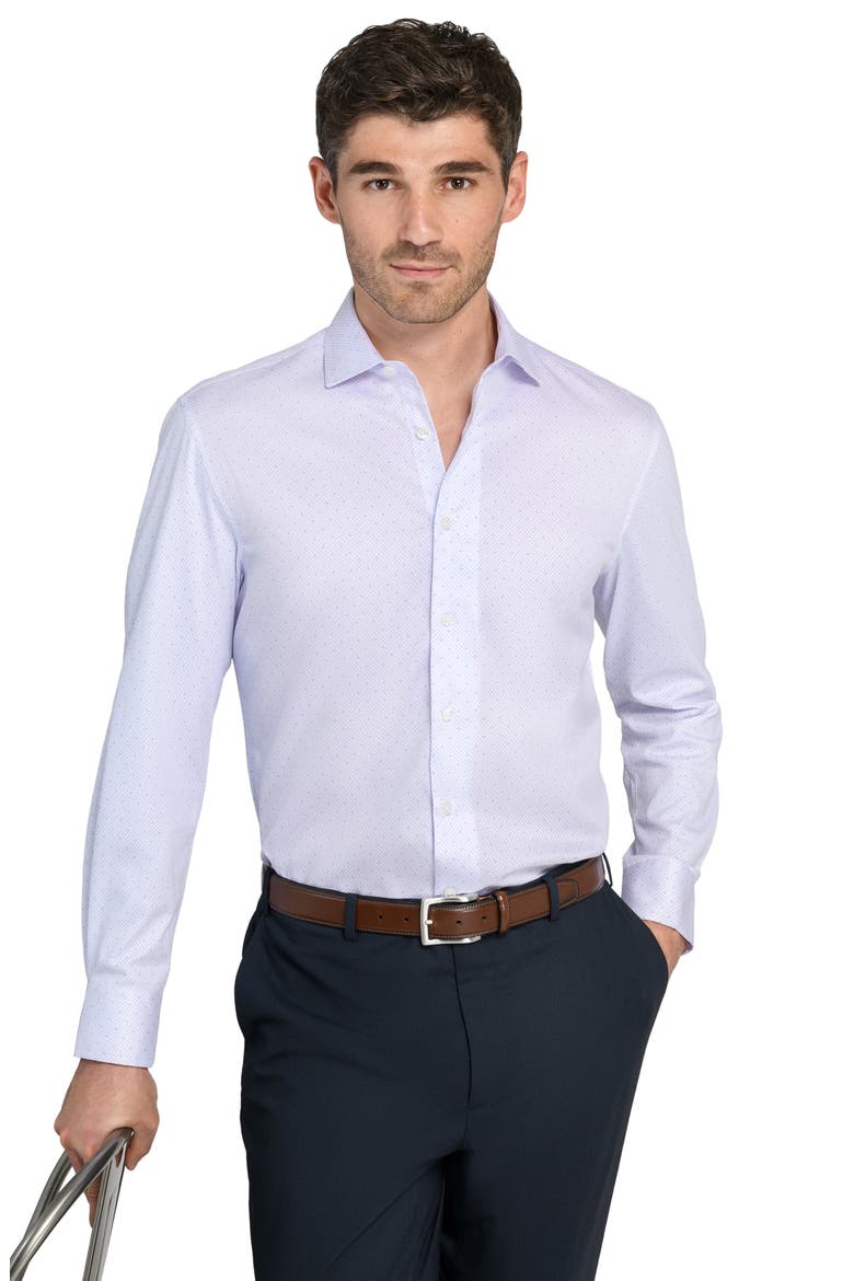 Reworked Slim Fit Cotton Dress Shirt, Alternate, color, WHITE/ PURPLE