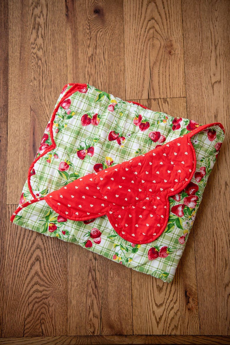 Strawberry Gingham Throw, Alternate, color, Green