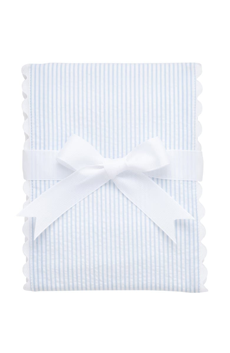 3 Marthas Seersucker Stripe Fancy Fabric Burp Cloth, Main, color, Blue
