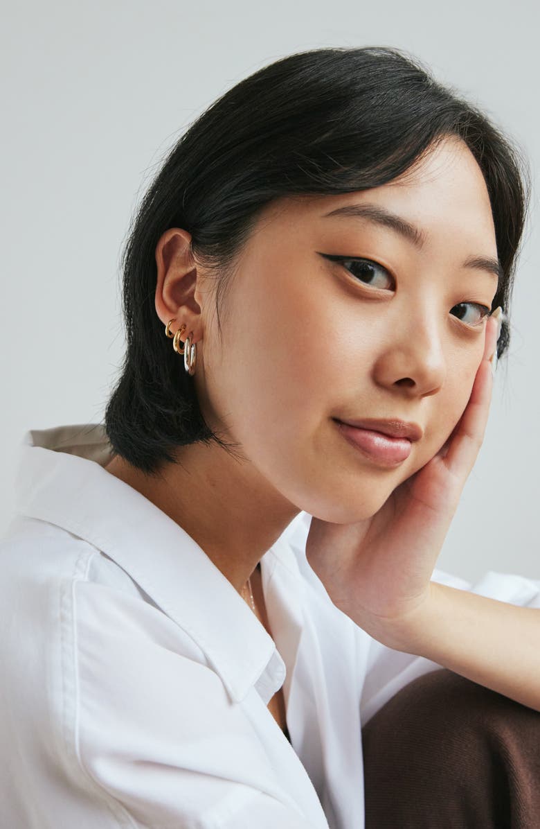 Ana Luisa White Gold Hoop Earrings - White Gold Classic Hoops Medium, Alternate, color, White Gold