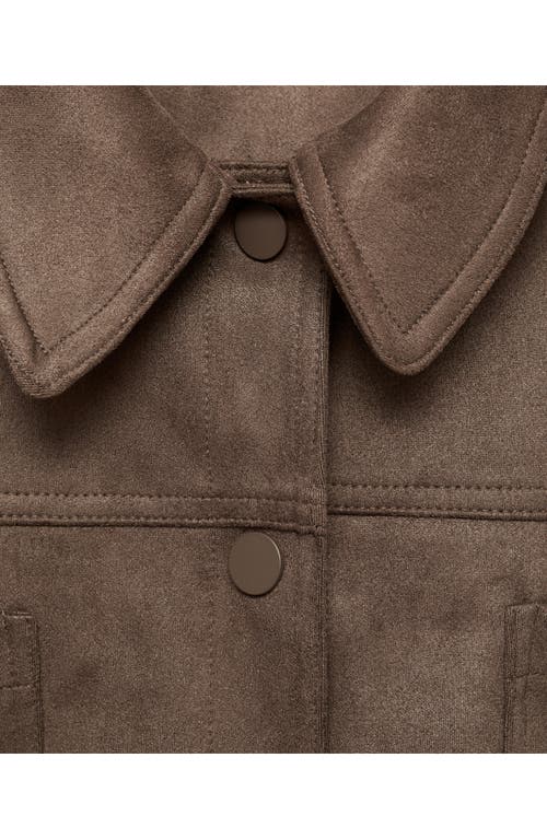 Mango Leather-effect Jacket With Pockets In Brown