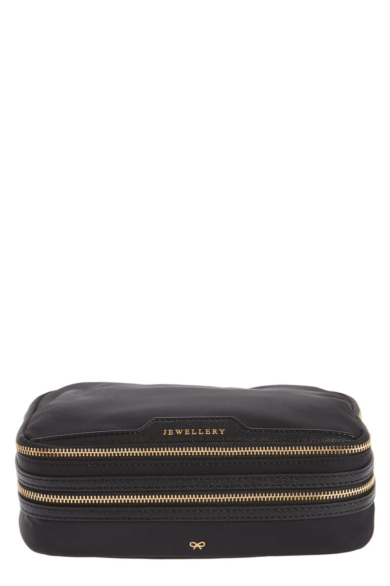 Zip Around Nylon Jewelry Case, Main, color, BLACK