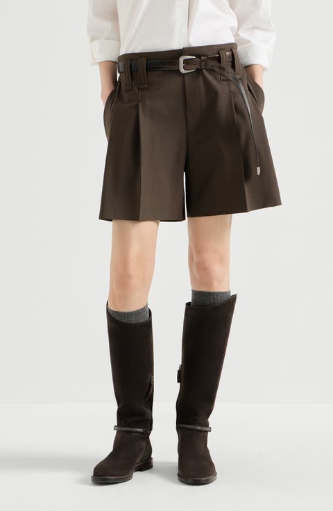 Tropical luxury wool formal shorts with monili
