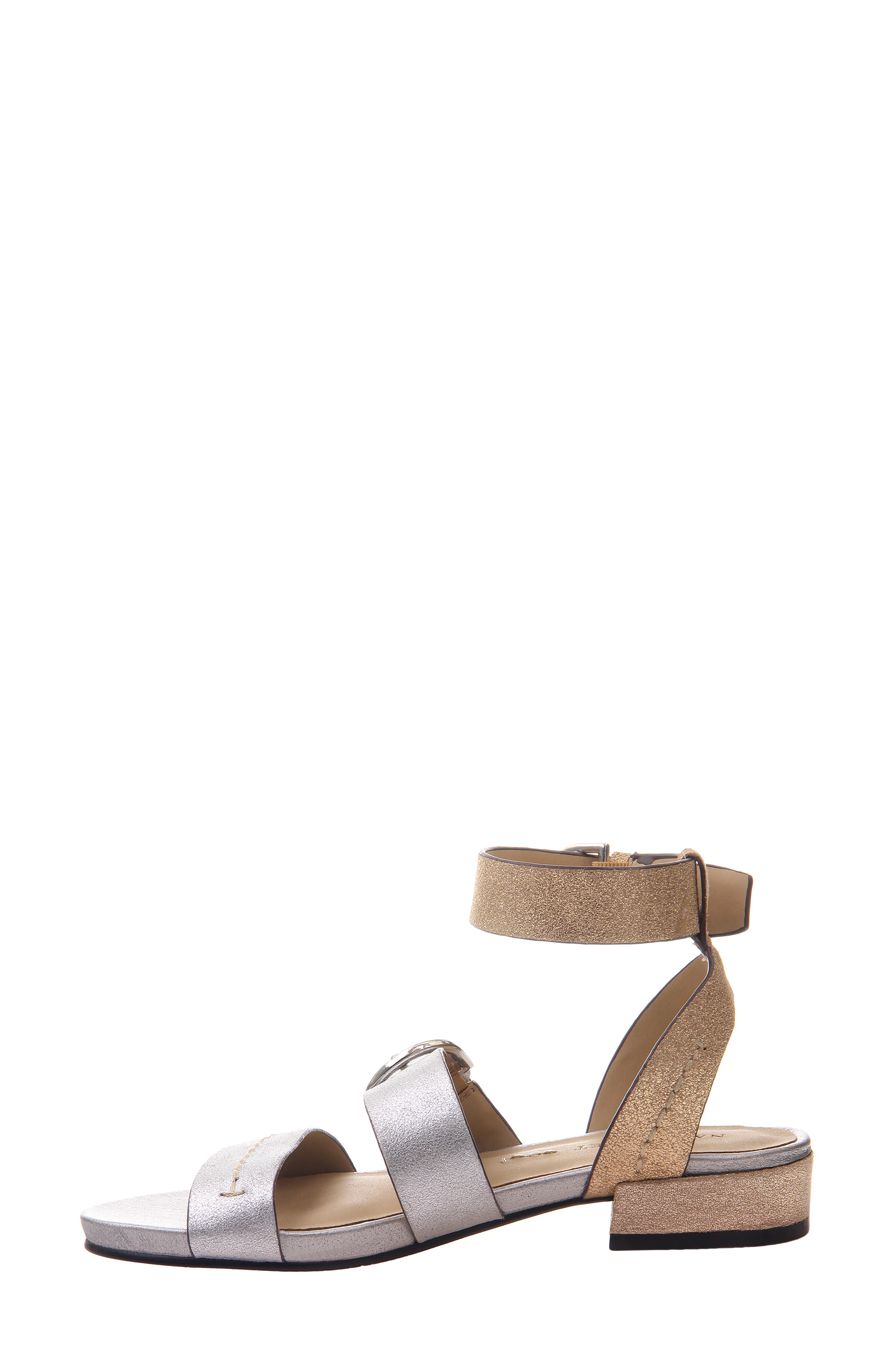 Zeke Ankle Strap Sandal, Alternate, color, SILVER LEATHER/ SILVER