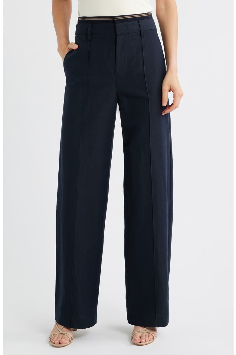 Rib Waistband Wide Leg Pants, Main, color, COASTAL