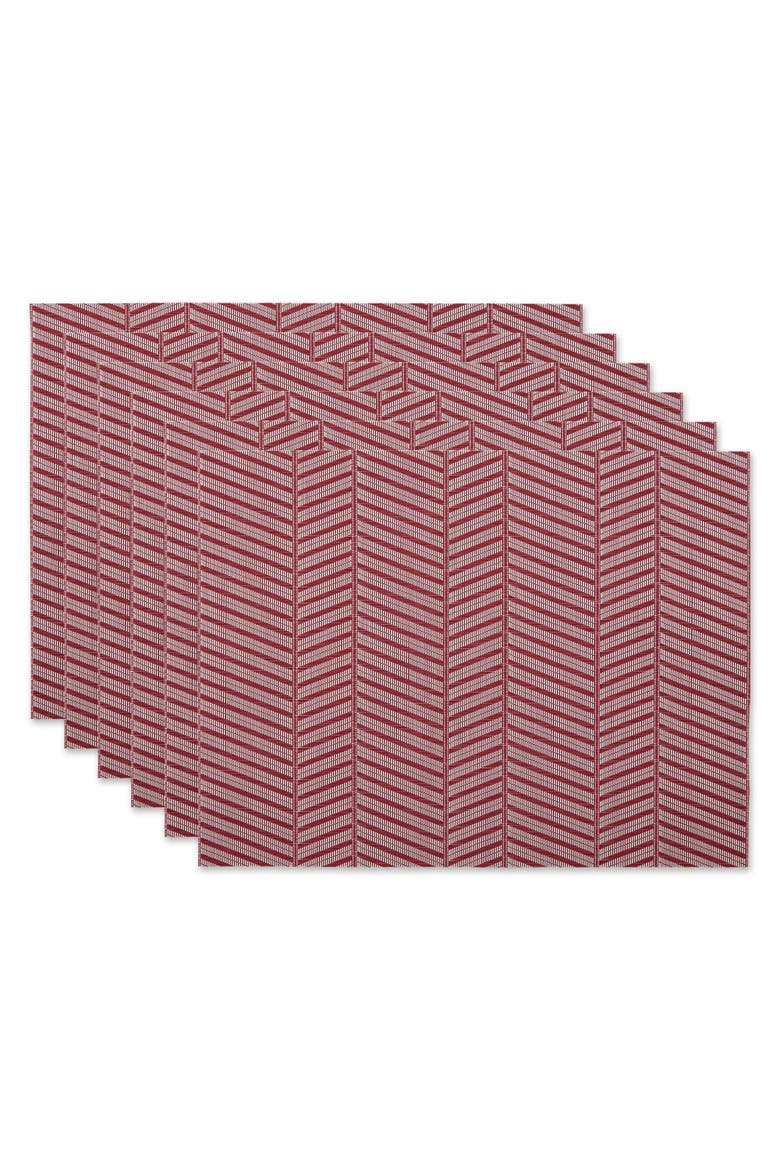 Textured Twill Weave Placemat Set/6, Main, color, Barn Red