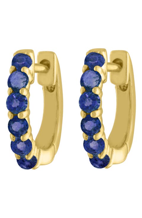 Sapphire Huggie Hoop Earrings