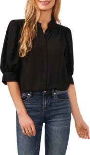 CeCe Puff Sleeve Button-Up Shirt