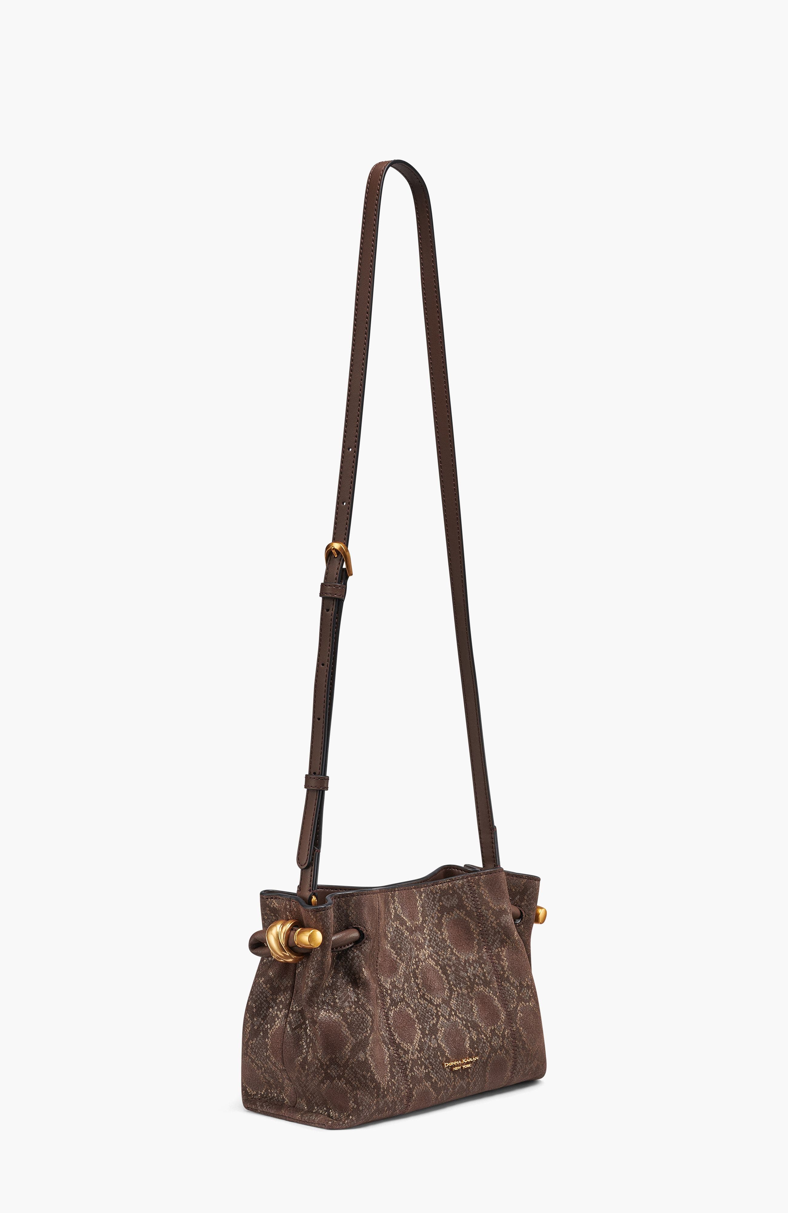Donna Karan New York Cashmere Python Suede Crossbody, Alternate, color, Brown Multi