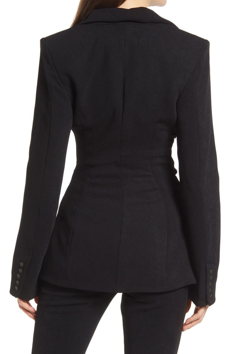 Nour Cutout Crepe Blazer, Alternate, color, BLACK