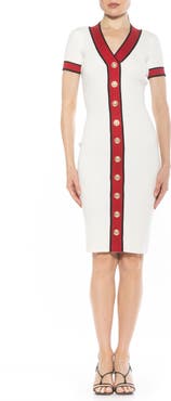 Alexia Admor Otto V-neck Short Sleeve Ribbed Sweater Dress