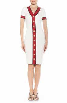 Alexia Admor Otto V-neck Short Sleeve Ribbed Sweater Dress