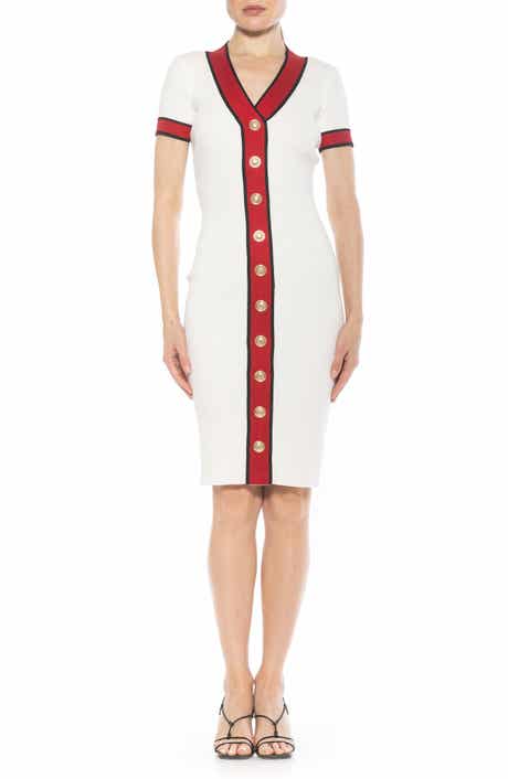 Alexia Admor Otto V-neck Short Sleeve Ribbed Sweater Dress