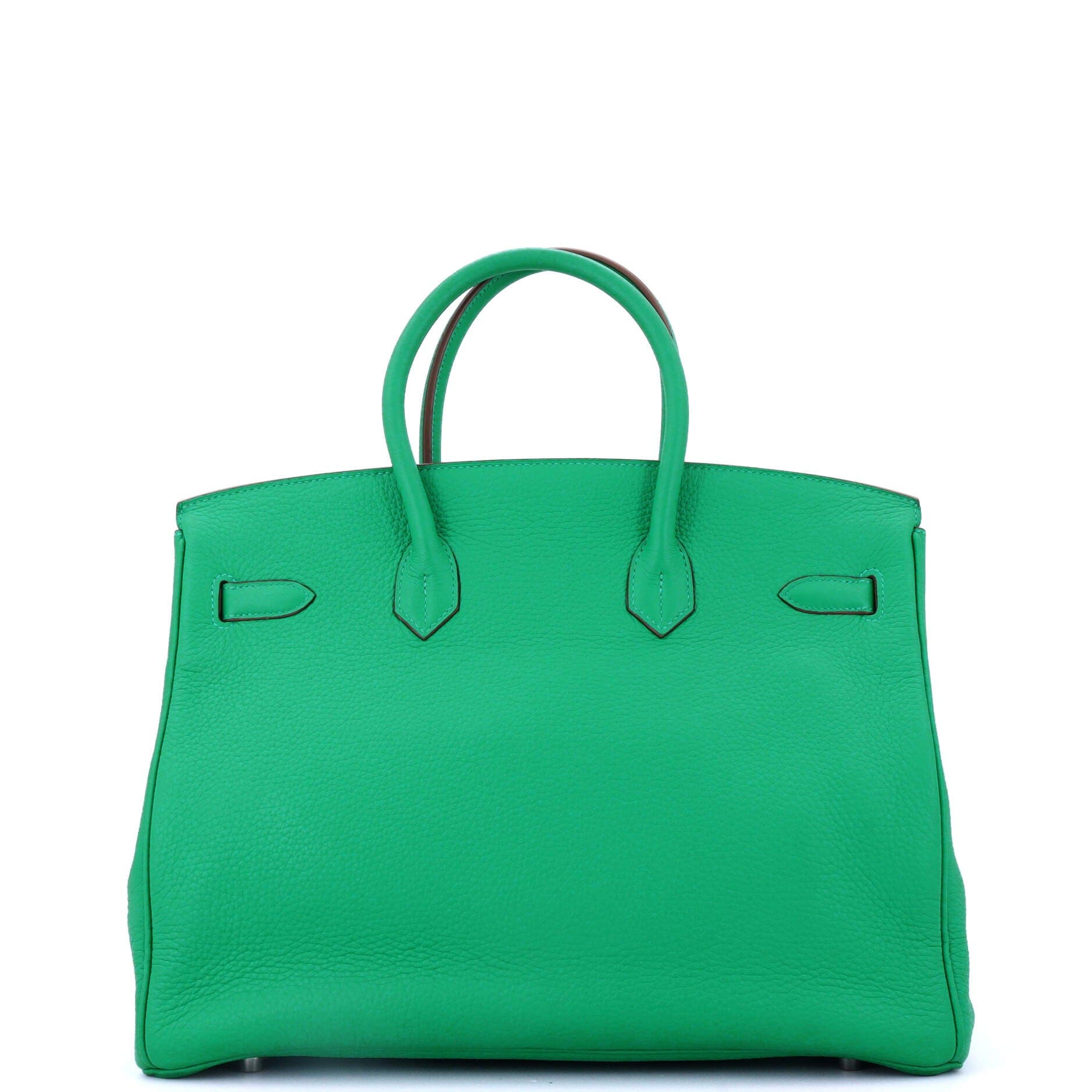 Pre-Owned Hermes Birkin Handbag Green Clemence with Palladium Hardware 35, Alternate, color, 