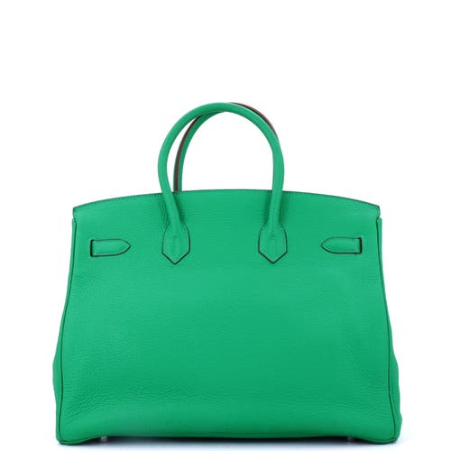 Pre-owned Hermes Hermes Birkin Handbag Green Clemence With Palladium Hardware 35 In Green