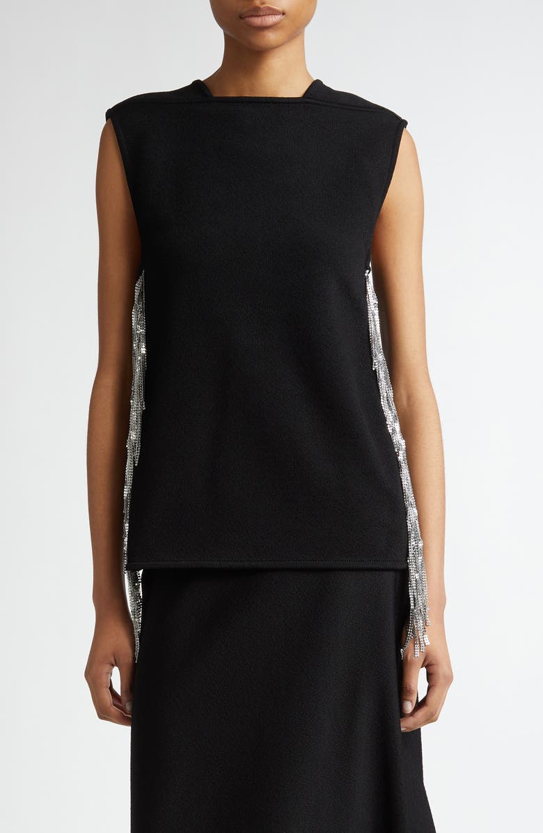 Jil Sander Fringe Embellished Sleeveless Top, Main, color, 