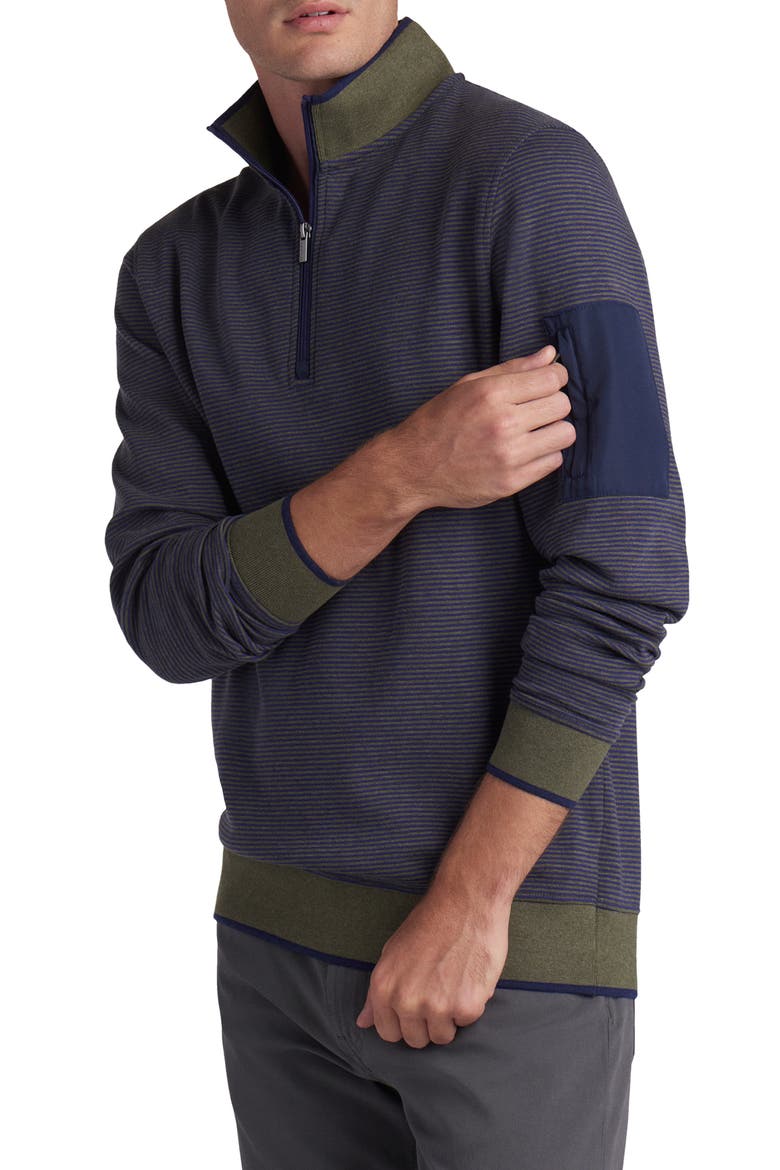 Cotton Blend Quarter Zip Pullover, Alternate, color, KHAKI