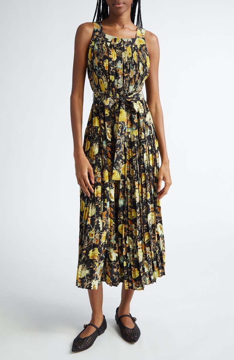 Ulla Johnson Annabeth Pleated Button Front Silk Maxi Dress, Main, color, Baroque