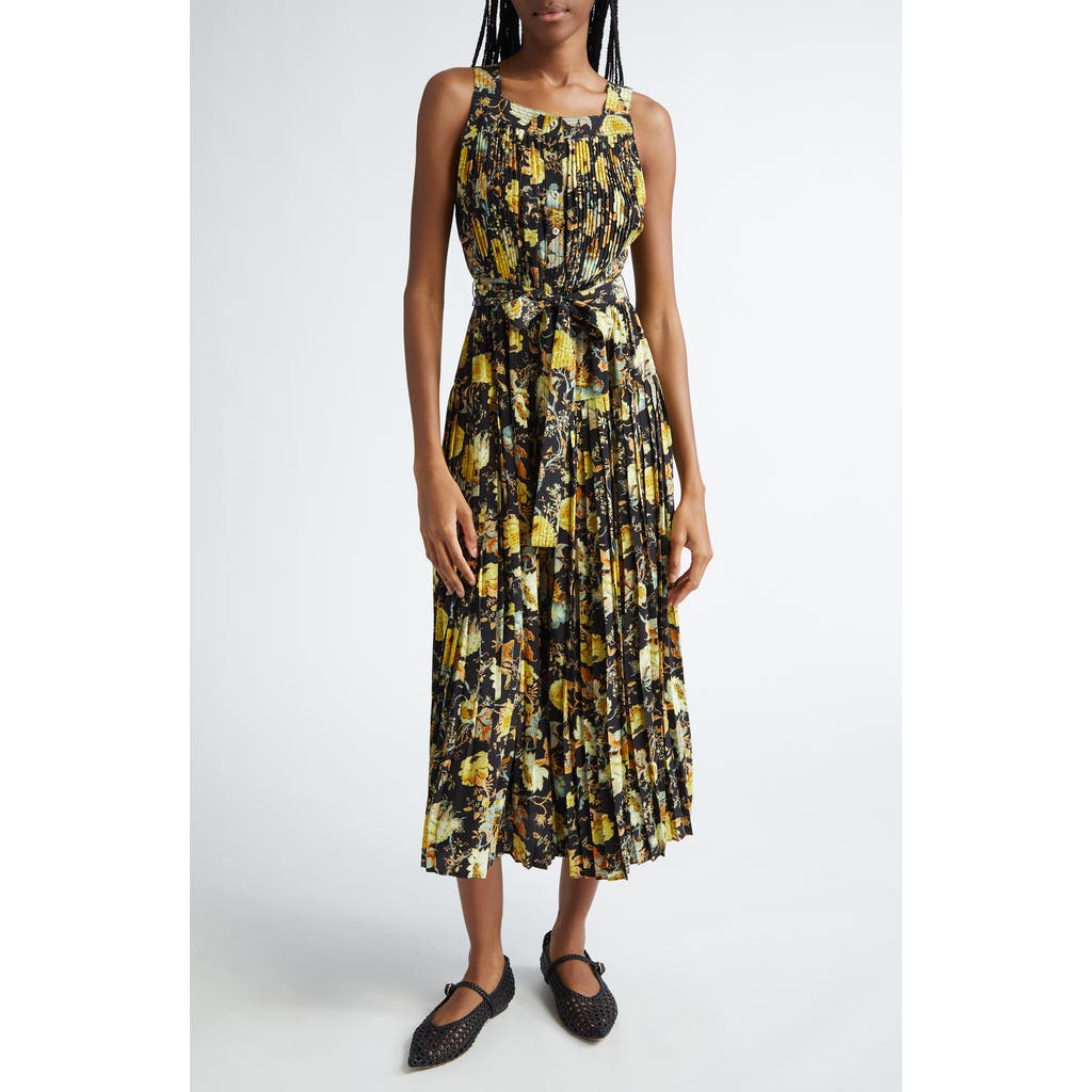 Ulla Johnson Annabeth Pleated Button Front Silk Maxi Dress In Baroque