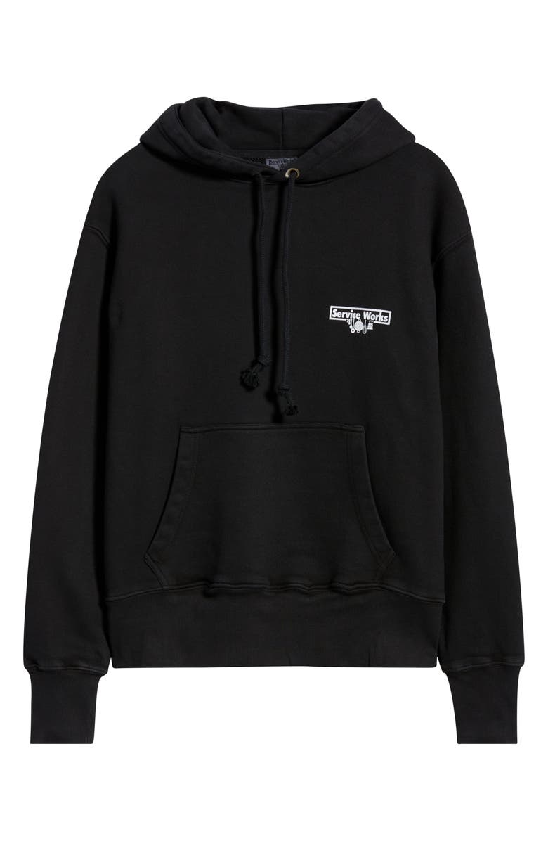 Service Works Logo Graphic Organic Cotton French Terry Hoodie, Alternate, color, Black
