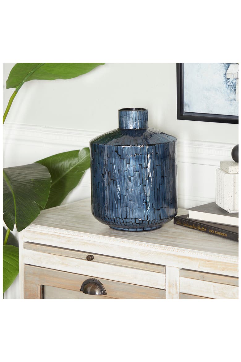 Blue Mother of Pearl Contemporary Vase, Alternate, color, BLUE