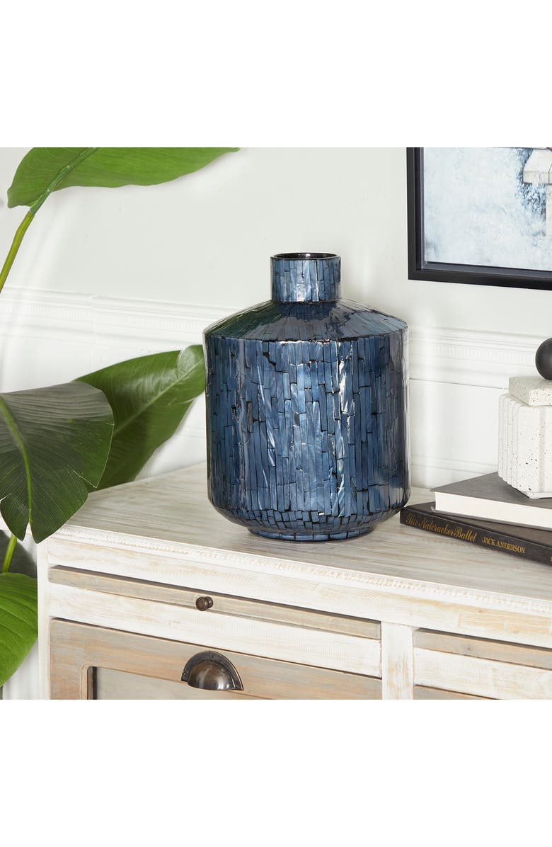 WILLOW ROW Blue Mother of Pearl Contemporary Vase, Alternate, color, Blue